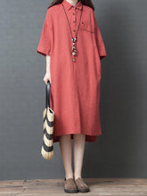 Casual Striped Cotton Long Shirt Dress